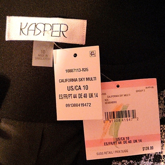 NWT Kasper black cream open front corpcore blazer size 10 - Picture 5 of 6